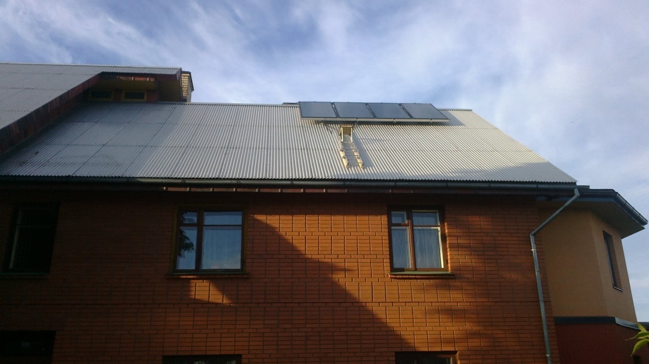 Solar collectors for hot water in Valmiera Nauču Street