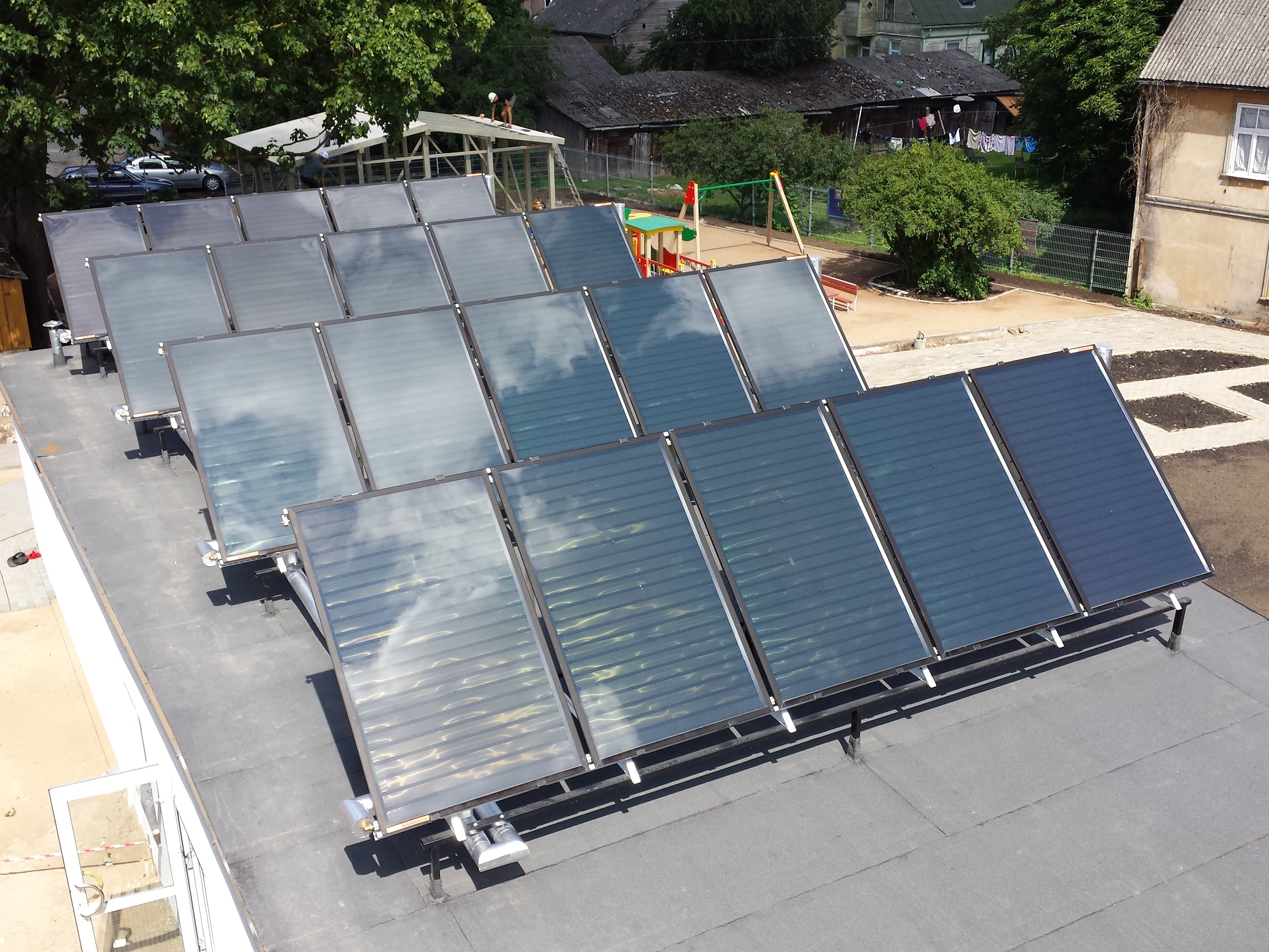 Система солнечных коллекторов для горячего водоснабжения детского сада на улице Раудас, Тукумс